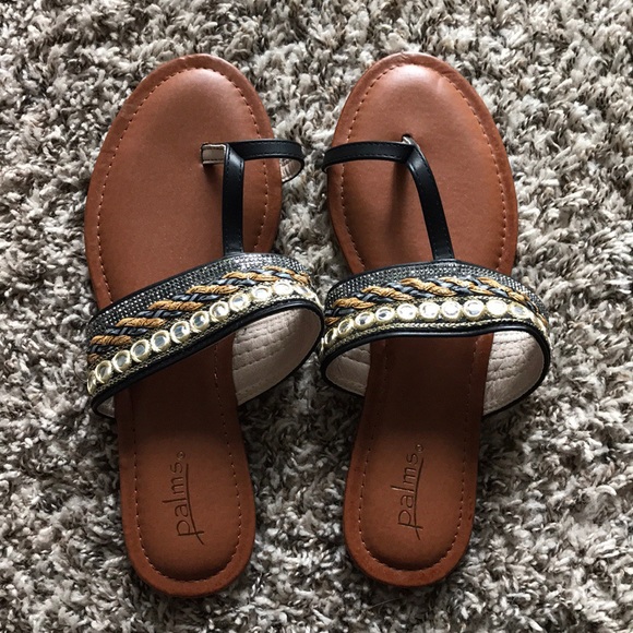 Palms Shoes - 🎉4/$25 Palms Black & Gold Jeweled Sandals size 11